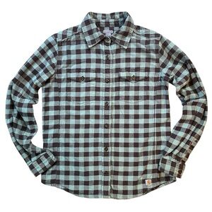 Carhartt Women’s Mint Green And Black Plaid Mid Weight Flannel Size S